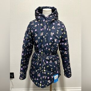 Columbia Womens Icy Heights II Down Adjustable Coat Blue/Floral Sz M NWT